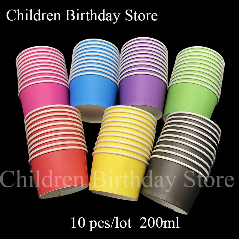 

10pcs/lot solid color theme disposable cups pure color ice cream cups birthday party decorations plain color cake cups