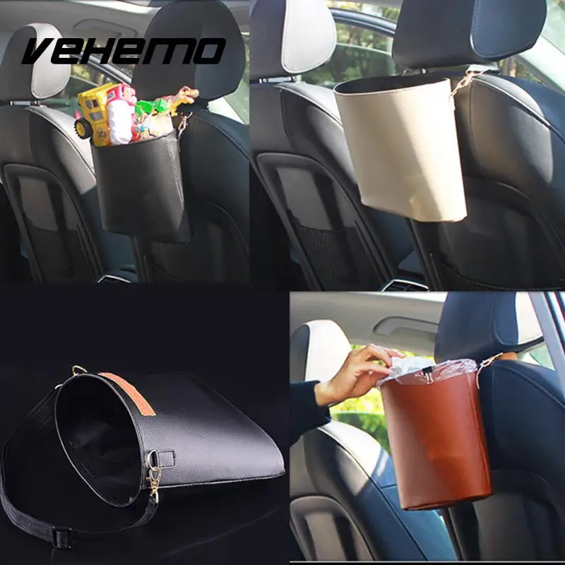 Vehemo автомобильный мусорный ящик Авто Кожаный мусорный мешок корзина герметичный держатель мусора автомобиль