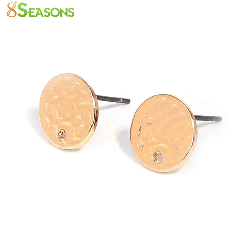 8SEASONS Fashion Zinc Alloy Ear Stud Earrings Round Silver Color Gold W/ Loop 13*11mm Post/ Wire Size: (21 gauge) 10 PCs | Украшения и