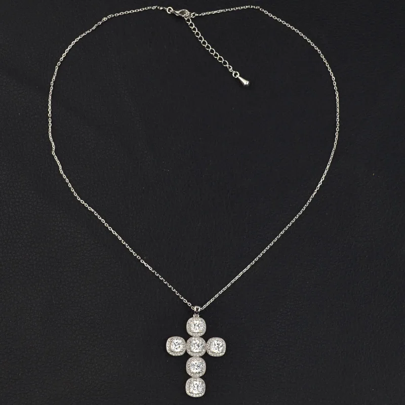Дизайн микро проложить Циркон крест кулон ожерелье для женщин, роскошные модные украшения для свадьбы/вечерние/подарок