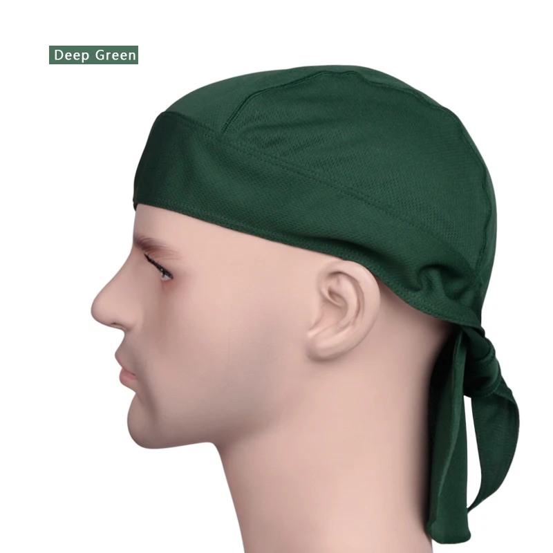 Открытый быстросохнущая чистая велосипедная Кепка головной платок повязка на голову Летняя мужская Беговая ездовая Бандана Ciclismo Пиратская шапка с капюшоном - Цвет: Deep green 1pcs