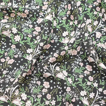 

2019 new high-viscose chiffon fabric spring/summer printed fabric black background with soft and breathable flowers
