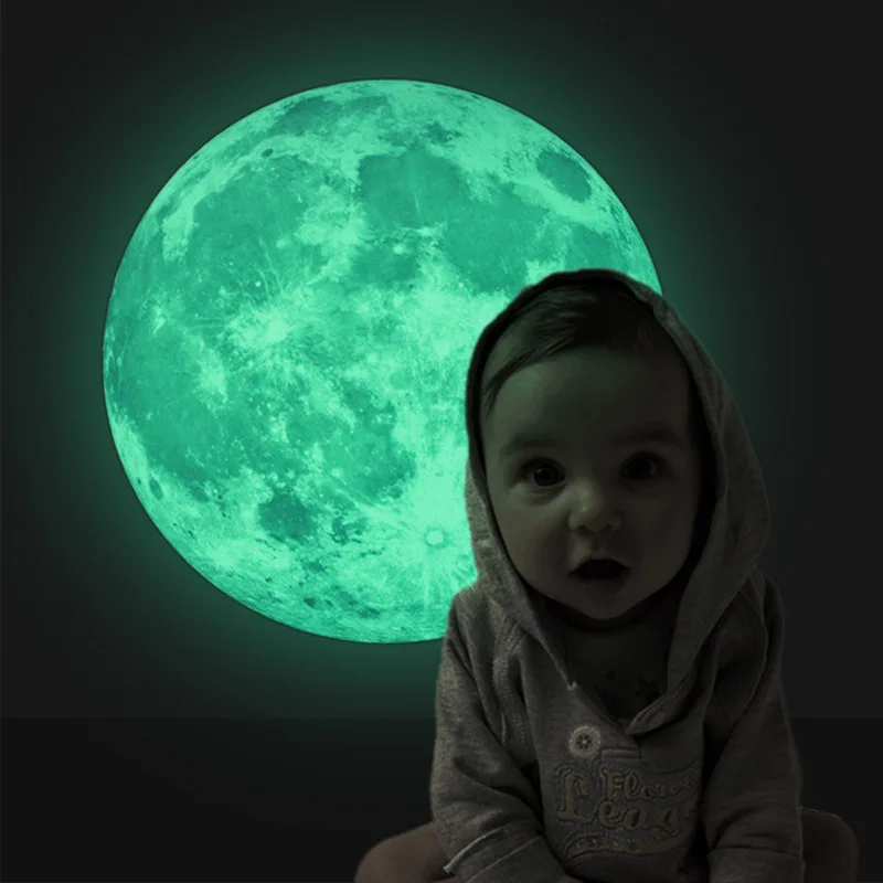 

HOT New 3D Luminous Planet Wall Stickers World Moonlight Glow In The Dark Moon Earth Wall Decals For Kids Rooms Home Decor