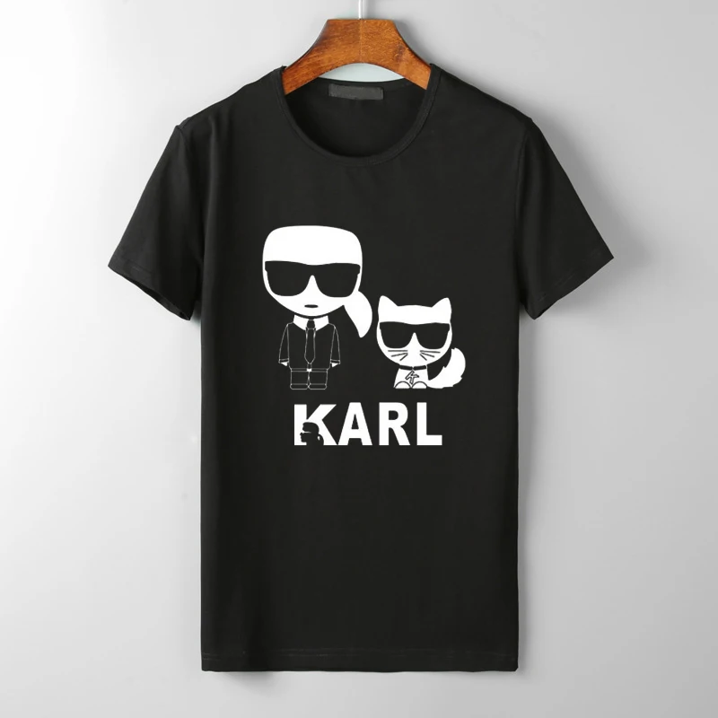 

Karl Lagerfeld T Shirt women Unisex clothes graphic tees cat animal print tshirt femme streetwear korean style summer tops