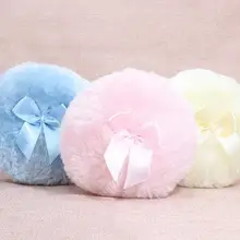 Яркие Гламурные детские женские свободные Порошковые пышные косметические мягкие плюшевые губки с отделкой бантом