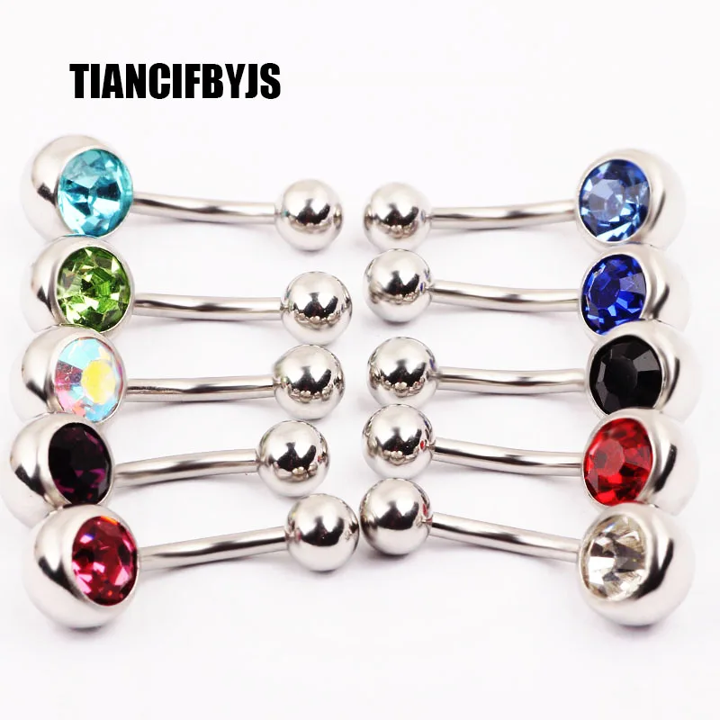 Stainless Steel Crystal Belly Piercing Navel Belly Button Ring