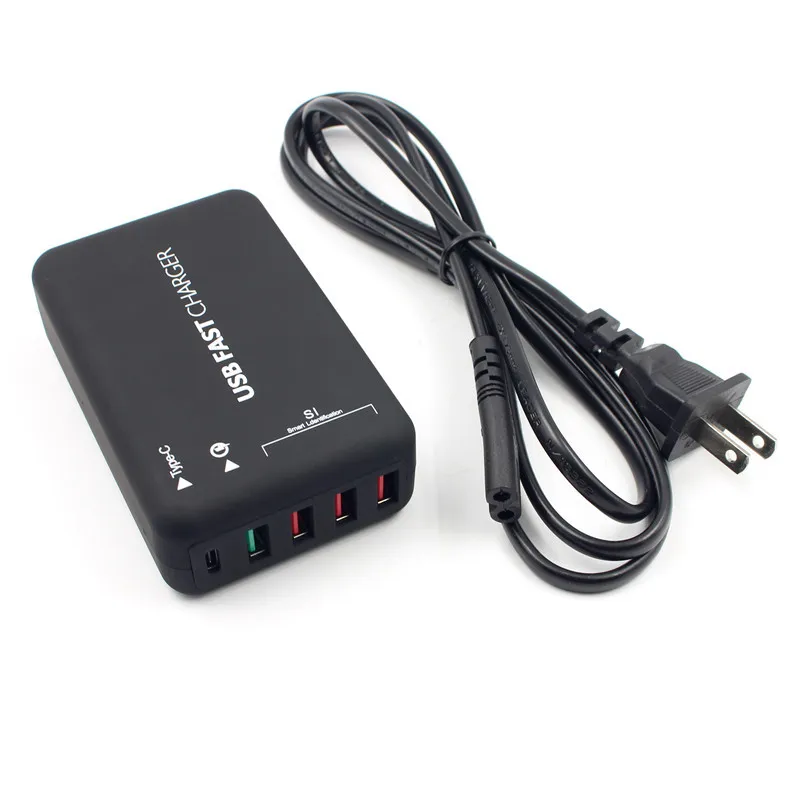 Kebidu Зарядное устройство usb type C 5 порт быстрое зарядное устройство QC3.0 интеллектуальная настольная быстрозарядная станция USB быстрое зарядное устройство+ Smart IC Tech O3