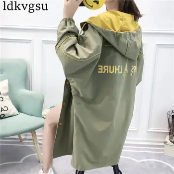 

2020 Casual Spring Autumn Long Trench Coats Women's Clothes Harajuku style BF Girls Outerwear Plus Size Windbreaker V465