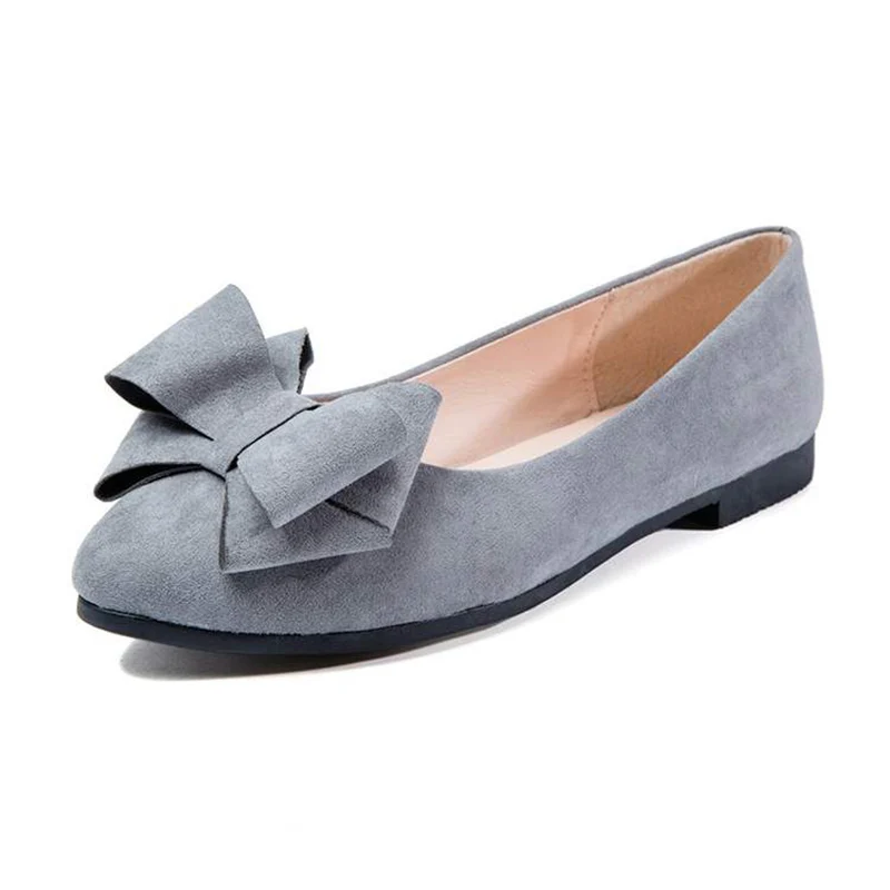 

2019 Flats Women Flock Suede Flats Women Slip On Women's Loafers Butterfly-knot Size 35-40 Pointed Toe Shoes Woman