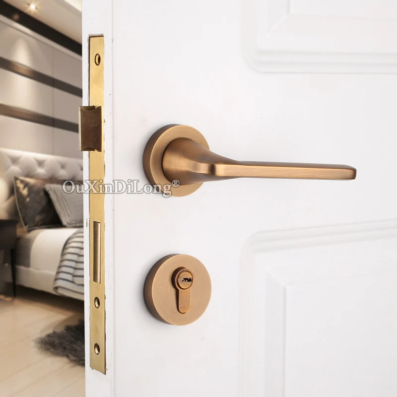  Stunning Designed European Mortise Door Lock Set Copper Interior Door Lever Lock for Living Room Be - 33027118094