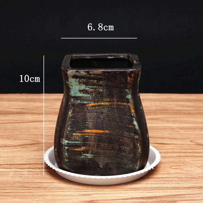 Искусственные мясистые растения керамическая ваза банка цилиндрический контейнер украшения дома балкон(дно для сливного отверстия - Цвет: picture color