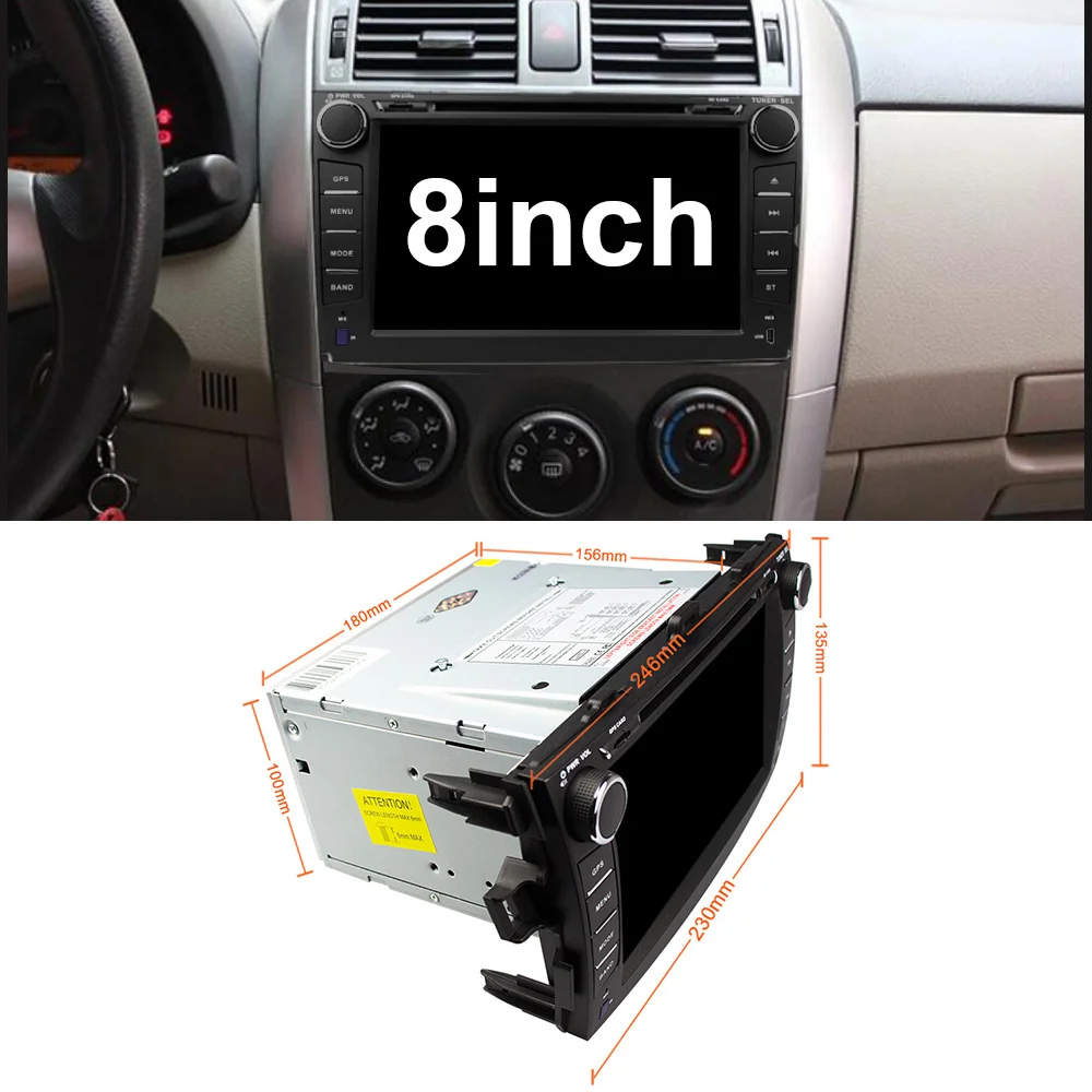 Clearance Octa core 2 din Android 8.1 car dvd radio player stereo gps for Toyota Corolla 2007 2008 2009 2010 2011 2G RAM capacitive screen 1