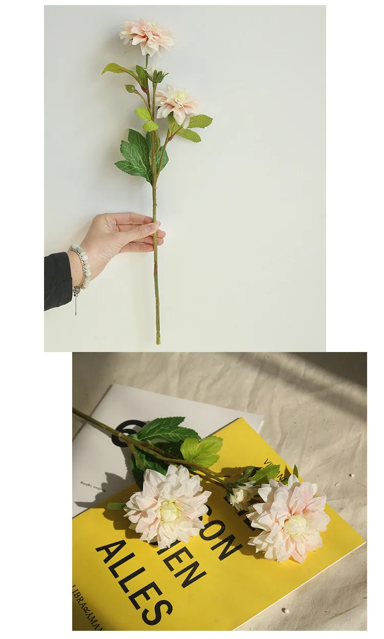 Производитель искусственных цветов Георгин, домашний Рождественский Декор, сделай сам, свадебные цветы на руку, дорожный свинцовый цветок, настенный материал, ветка растений