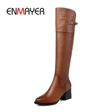 ENMAYER 2018 New cow Leather Women Over The Knee Boots zip Sexy High Heels Women Shoes Winter Boots Warm Size 34-43 ZYL870 цена ENMAYER 2018 New cow Leather Women Over The Knee Boots zip Sexy High Heels Women Shoes Winter Boots Warm Size 34-43 ZYL870 цены онлайн