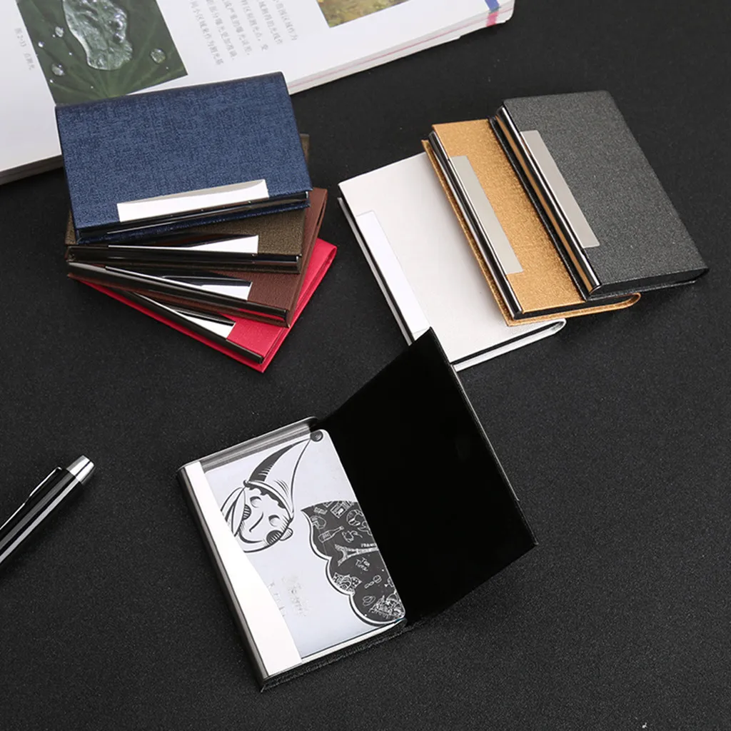 

Coneed Summer Men Creative Holder Metal Leather Box Cover Credit Business Multi Card Design For Convenient Carry 2019 Apr1 p40