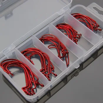 

Red fishing hook 50 Pcs fishing hooks 1# 2# 1/0# 2/0# 3/0# Crank hooks anzol para pesca anzol barbe haken gancho hamecon simple