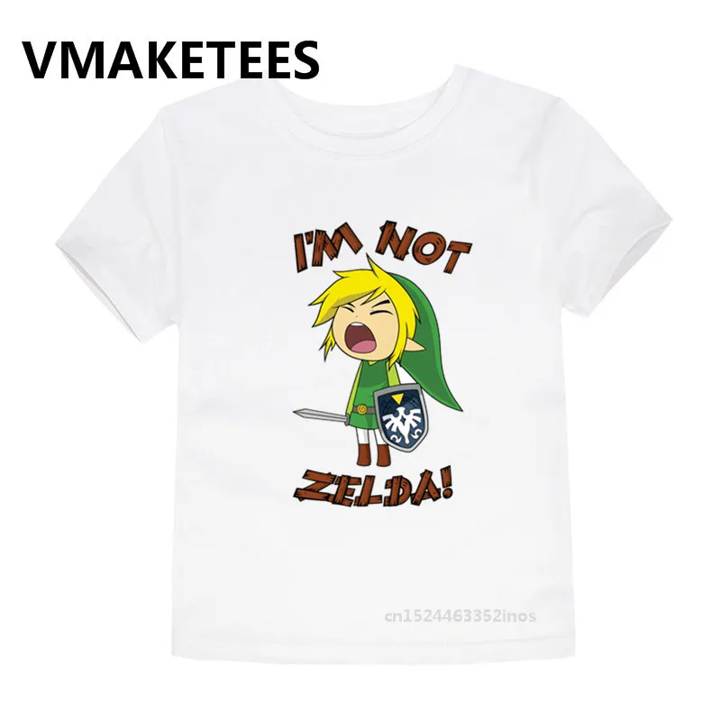 Легенда о Зельде трифорс мультфильм печати футболка детские летние топы для маленьких детей, детская модная футболка HKP5246C