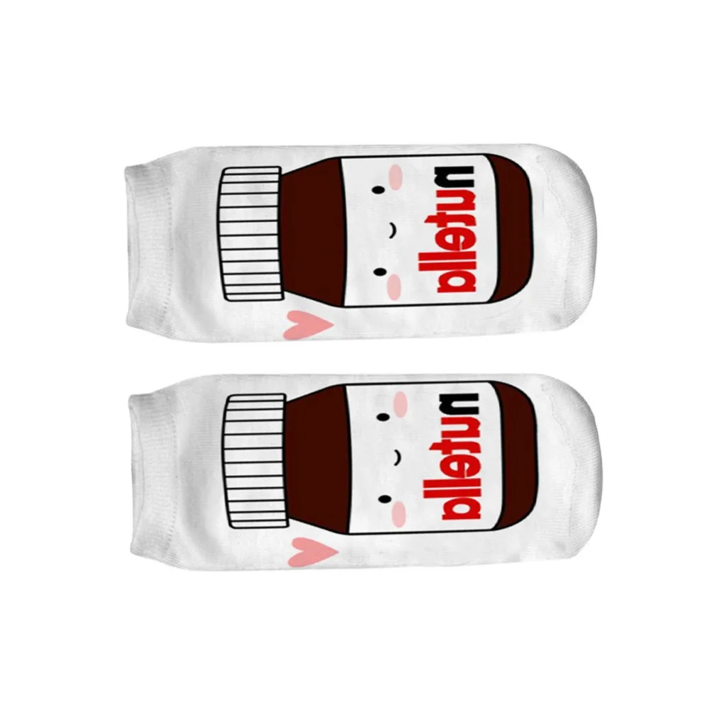 Носки с 3D принтом Nutella мужские и женские короткие носки для подростков подарок на