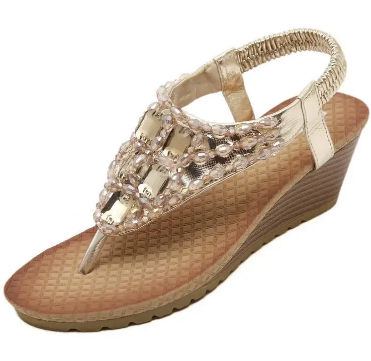 gold summer wedges