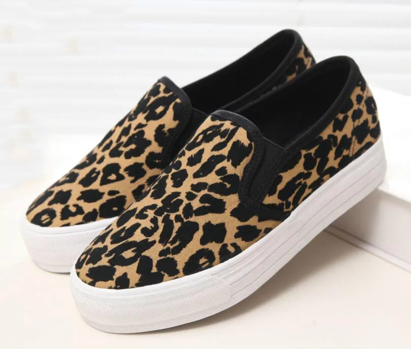 raw edge animal print canvas shoes