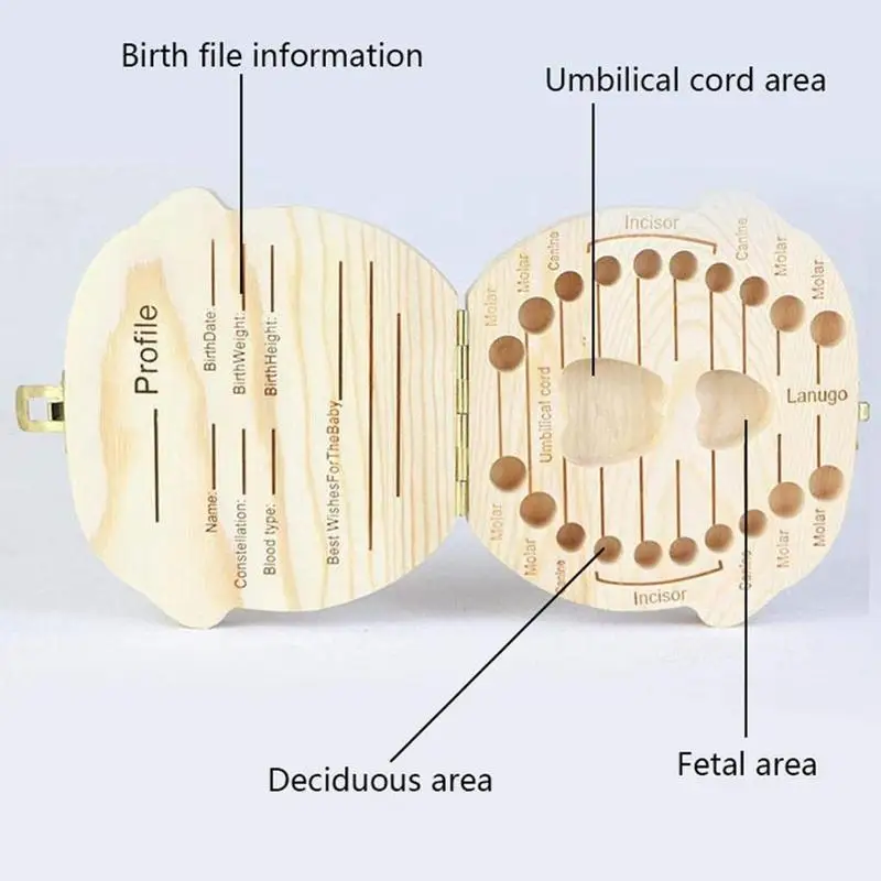 Деревянная детская коробка для хранения зубов, органайзер для хранения зубов, коробка для сбора пуповины, креативный деревянный подарок, твердая деревянная коробка для хранения