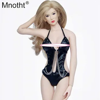 

Mnotht 1/6 HP048 Female Soldier Conjoined Clothes Toy Black Siamese Coverall Uniform Underwear Leather Fit 12" Action Figure m4n
