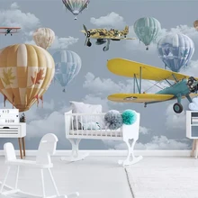 Beibehang обои на заказ 3D скандинавский минималистичный рисованный мультфильм самолет воздушный шар Детская комната фото ТВ фон