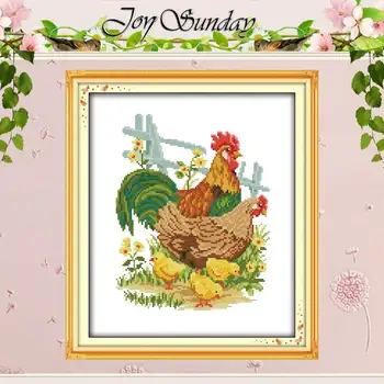 

The Chicken Family (2) patterns Counted Cross Stitch 11 14CT Cross Stitch Set Wholesale Cross-stitch Kits Embroidery Needlework