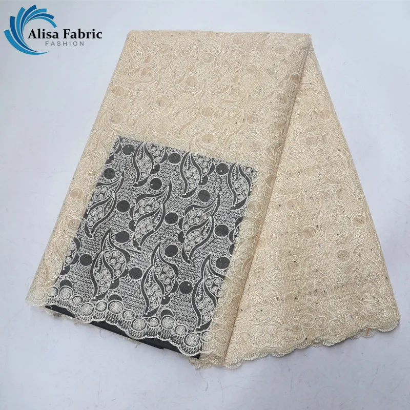 

Most Popular African Net Lace With Super Quality French Tulle Lace Fabric With Stones 5 Yards Embroidered Lace For Wedding Dress