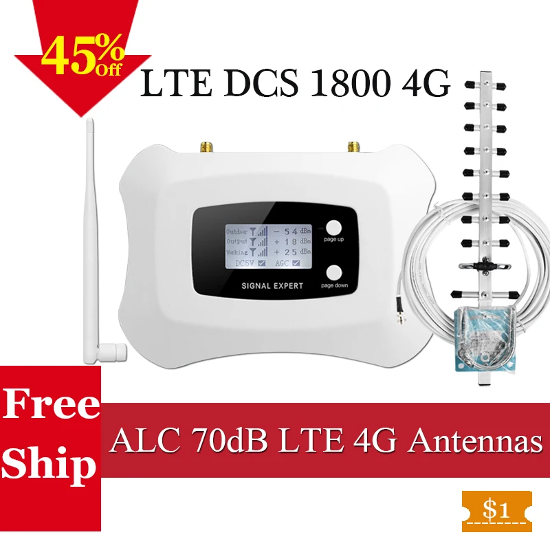 

ALC Russia 4G LTE 1800MHZ Mobile Network Booster GSM 1800mhz Amplificador GSM 2g 4g Booster DCS 1800 CellPhone Signal Repeater