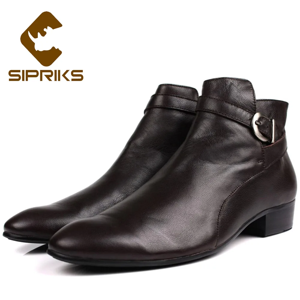 Británico Clásico Sipriks Para Corte Correa Brown red Hebilla Cuero Hombre Negro Genuino Vaquero Estilo 44 Alto De Tobillo Moda Zapatos Botas Negro rTnxp7rfq