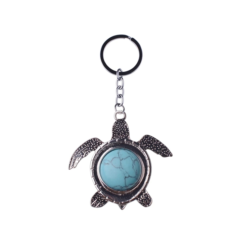 Cute Turtle key chain Blue Natural Stone Sea Turtle keychain for women
