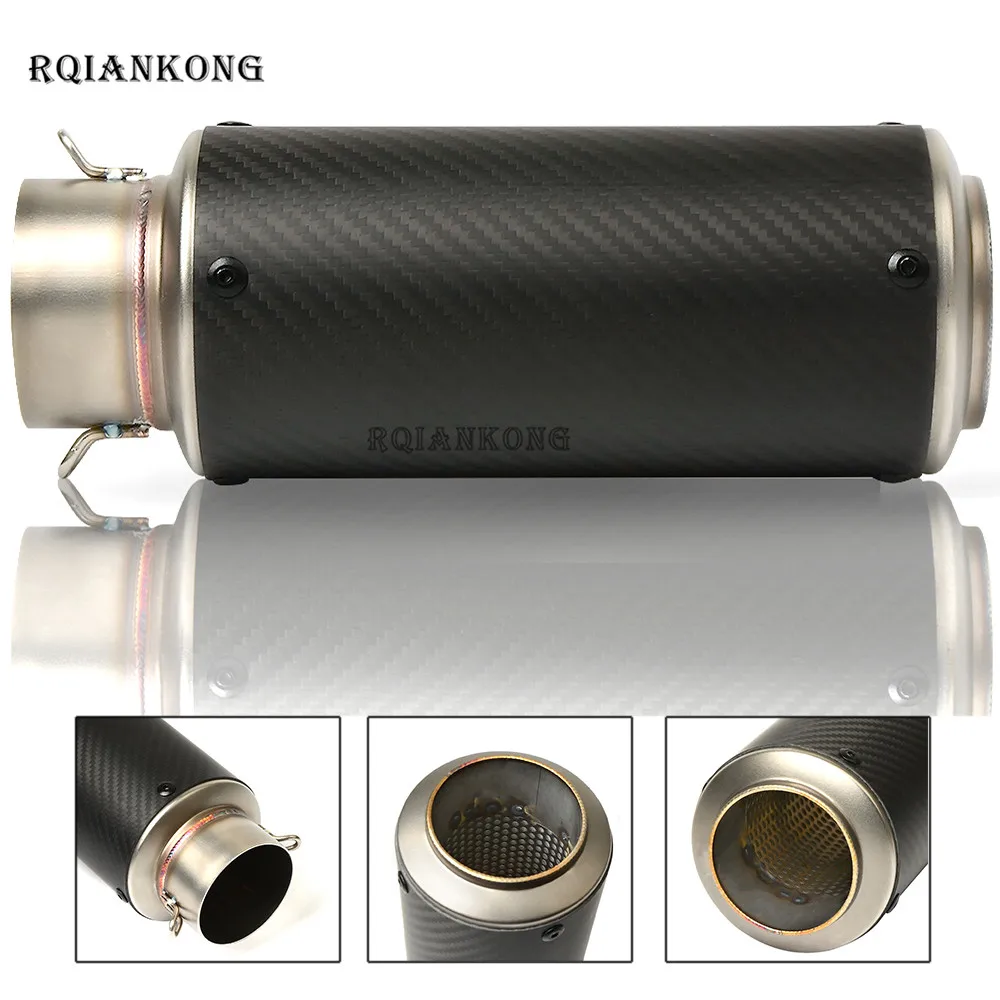 61MM Exhaust Pipe Escape Motorcycle Exhaust Modified Muffle Pipe Carbon