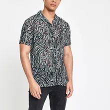 Feitong, мужская рубашка, лето, Новое поступление, модная, повседневная, с отворотом, с принтом, короткий рукав, рубашка, топ, camisa social