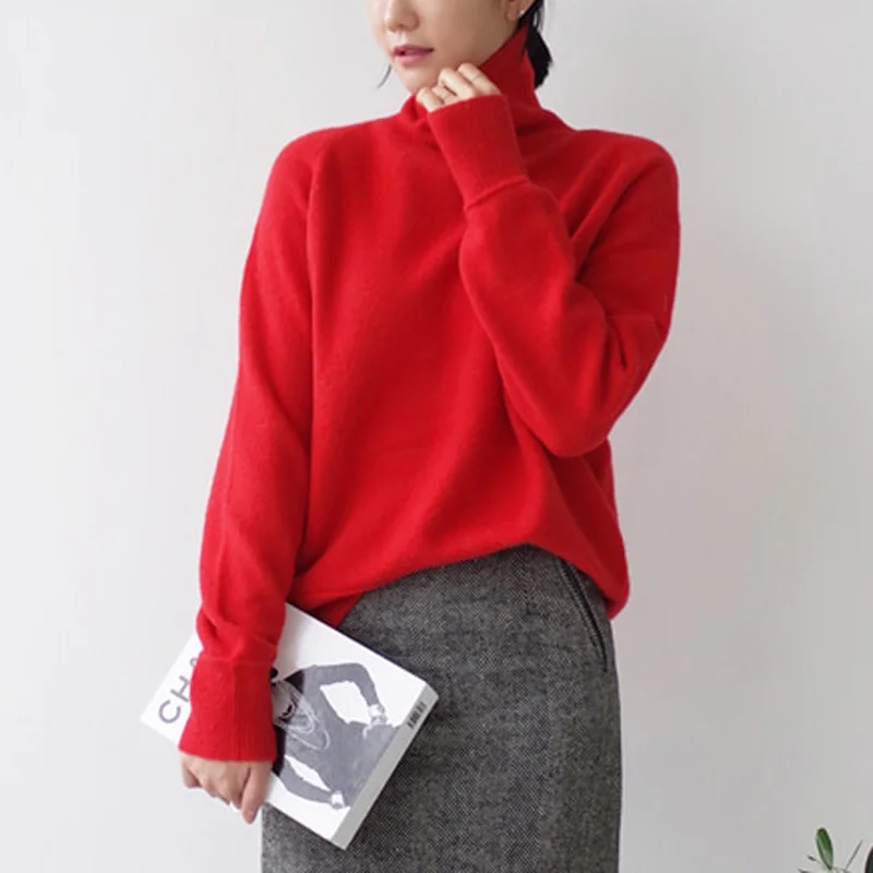 

Thick Turtleneck Warm Women Sweater Autumn Winter Knitted Femme Pull Soft Female High Neck Oversize Loose Pullovers Sweater