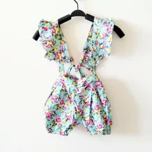 4 предмета в партии, детская одежда Шорты для девочки Цветочный узор рюшами для маленьких девочек; Подтяжки для женщин дно для лета