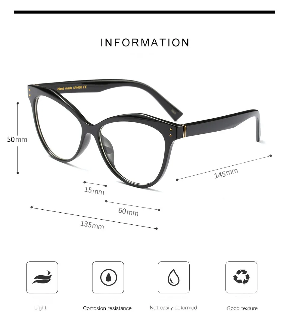 Glasses Frame Male AMANKEI Fashion Cat Eye Solid Eyeglasses Frame Women Unisex Plastic Optical Glasses Frame Female 92113 (4)