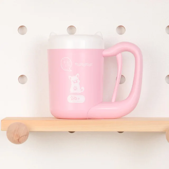 Чистящая чашка для собак, кошек, собак, французский бульдог, мопс, чистящее средство, мягкая силиконовая щетка для мытья лап, аксессуары для домашних животных - Цвет: Pink