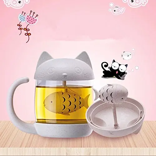 Cute Cat Milk Coffee Mug Water Glass Cup Tea Mug with Fish Tea Strainer Filter Tea Cups Home Office Cup for Fruit Juice Cute Cat Milk Coffee Mug Water Glass Cup Tea Mug with Fish Tea Strainer Filter Tea Cups Home Office Cup for Fruit Juice