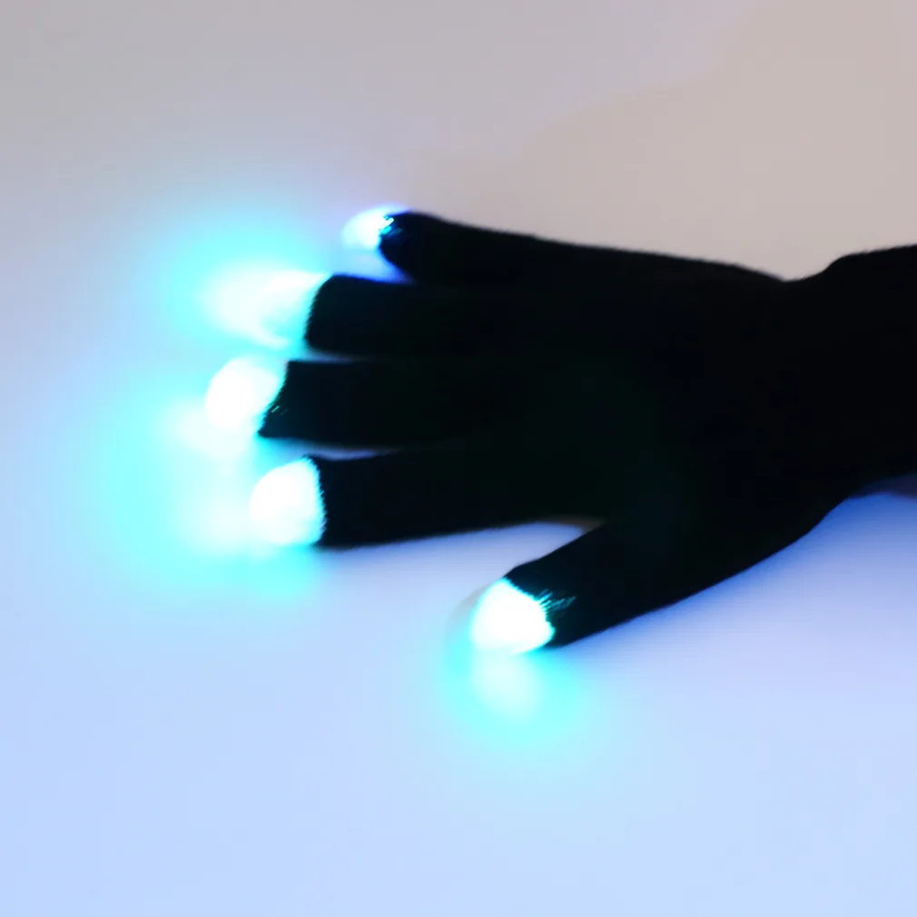 

Flashing Fingertip Light 7 Mode LED Gloves Mittens Costumes Rave Party Skating Riding