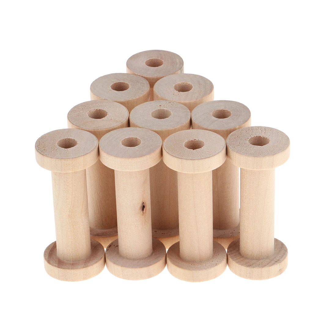 MagiDeal Spool Wooden Empty Vintage DIY Roller Coils for Sewing Crafts Wire