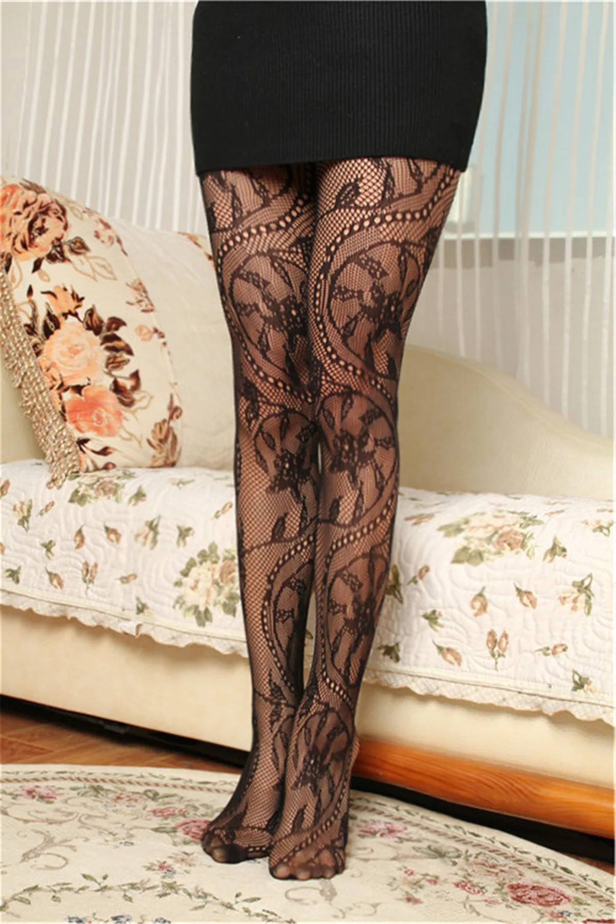 Для женщин кружевные колготки ажурные Collant Femme чулки в сеточку с открытой