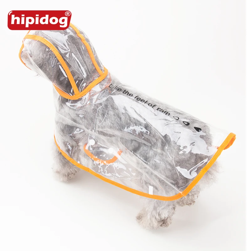 

Hipidog Dog Raincoat Pet Clothes Transparent Poncho Light Clothes Waterproof Beautiful Small Dog Hooded Raincoat With Letters