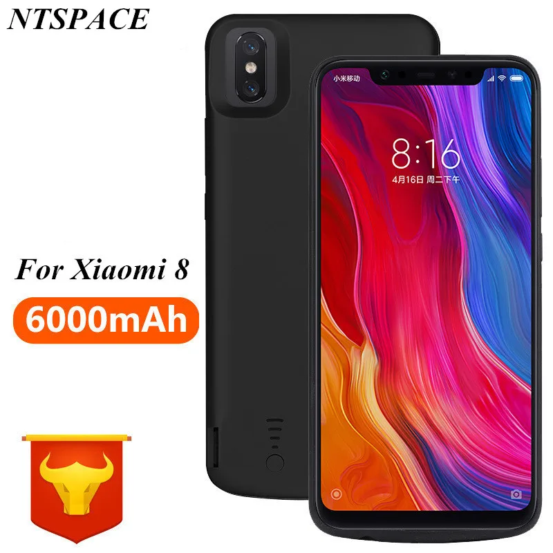 

External Backup Power Bank Pack Case For Xiaomi 8 Portable High Capacity Power Case 6000mAh Back Clip Battery Charging Cover