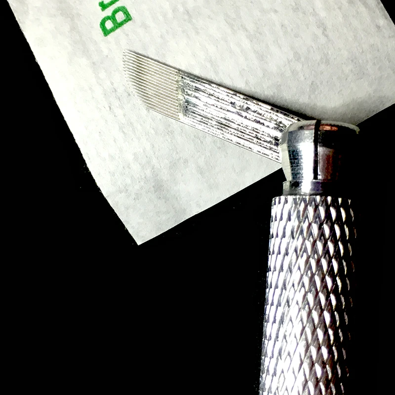 

200pcs Stainless Steel Lamina Tebori 17 Pins Microblading Needles for Permanent Makeup Eyebrow Tattoo Needle for Manual Pen