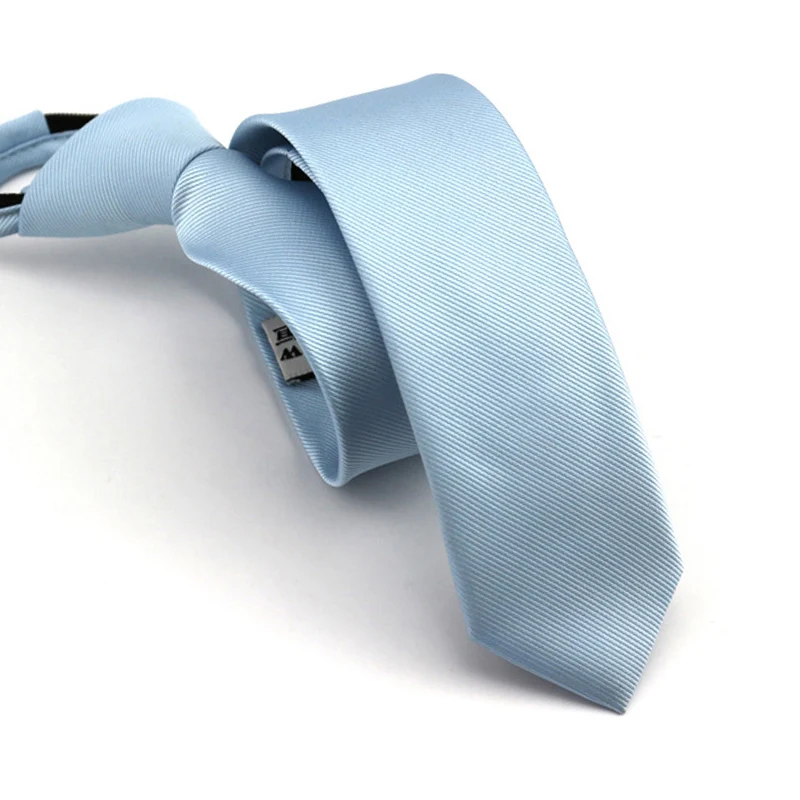 2018 5.5 см Тонкий молнии галстук для Для мужчин узкий простой ленивый молния галстук легко вытащить одноцветное Полосатый черный формальный