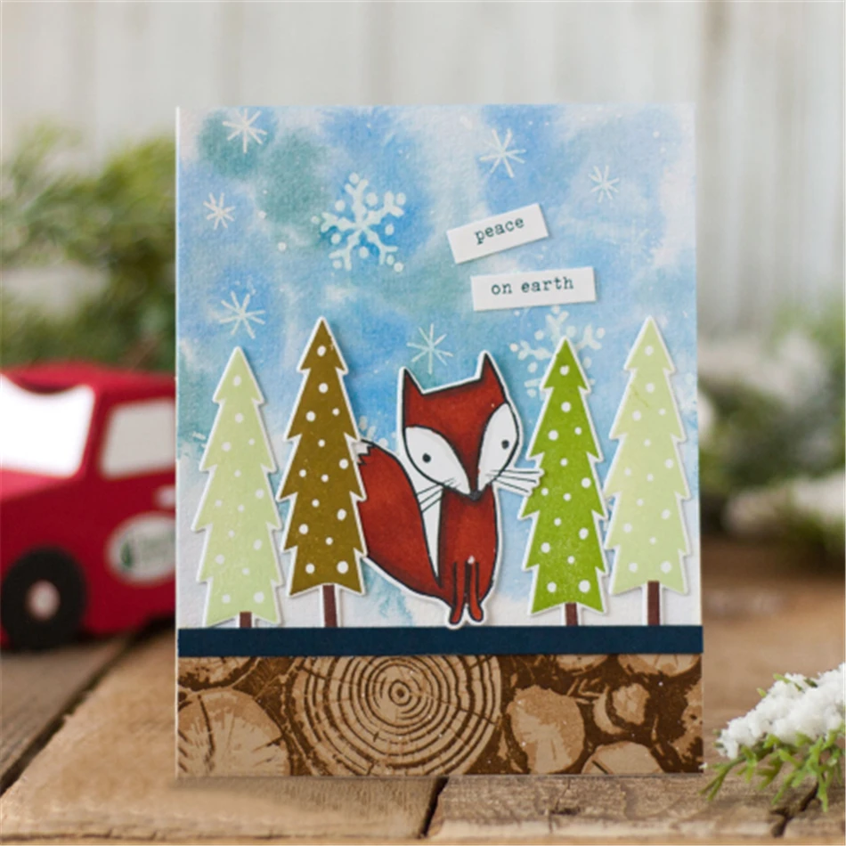 

Winter Fox Animals Metal Cutting Dies Stencil Embossing Cards Making Decoration Scrapbooking Photo Decor DIY Crafts