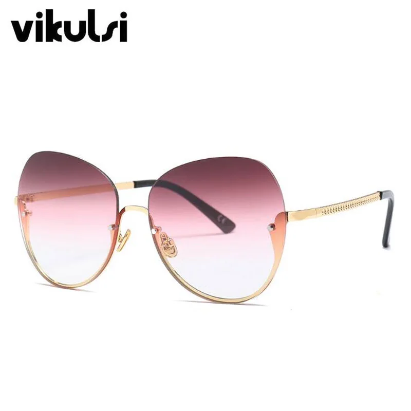 

Luxury Brand Half Frame Round Sunglasses Women Retro Coating Eyewear High Quality Fashion Cat Eye Sun glasses For Female UV400