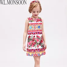 W. L. MONSOON Vestido/платье принцессы для девочек Лето г. Брендовые Детские платья для девочек, одежда платье принцессы с розами, костюмы