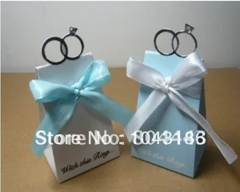 

Free shipping 100pcs/lot as candy box for favor box--With this Ring Elegant Icon Favor Box (Blue)-(100pcs/lot)